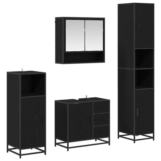 vidaXL Bathroom Furniture Set 4 pcs Black oak 35 x 37.5 x 188.5 cm