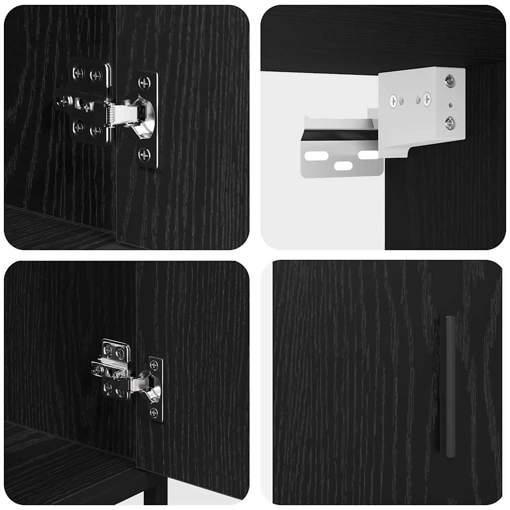 vidaXL Bathroom Furniture Set 3 pcs Black Oak Engineered Wood