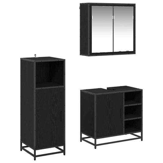 vidaXL Bathroom Furniture Set 3 pcs Black oak 65 x 33 x 60 cm
