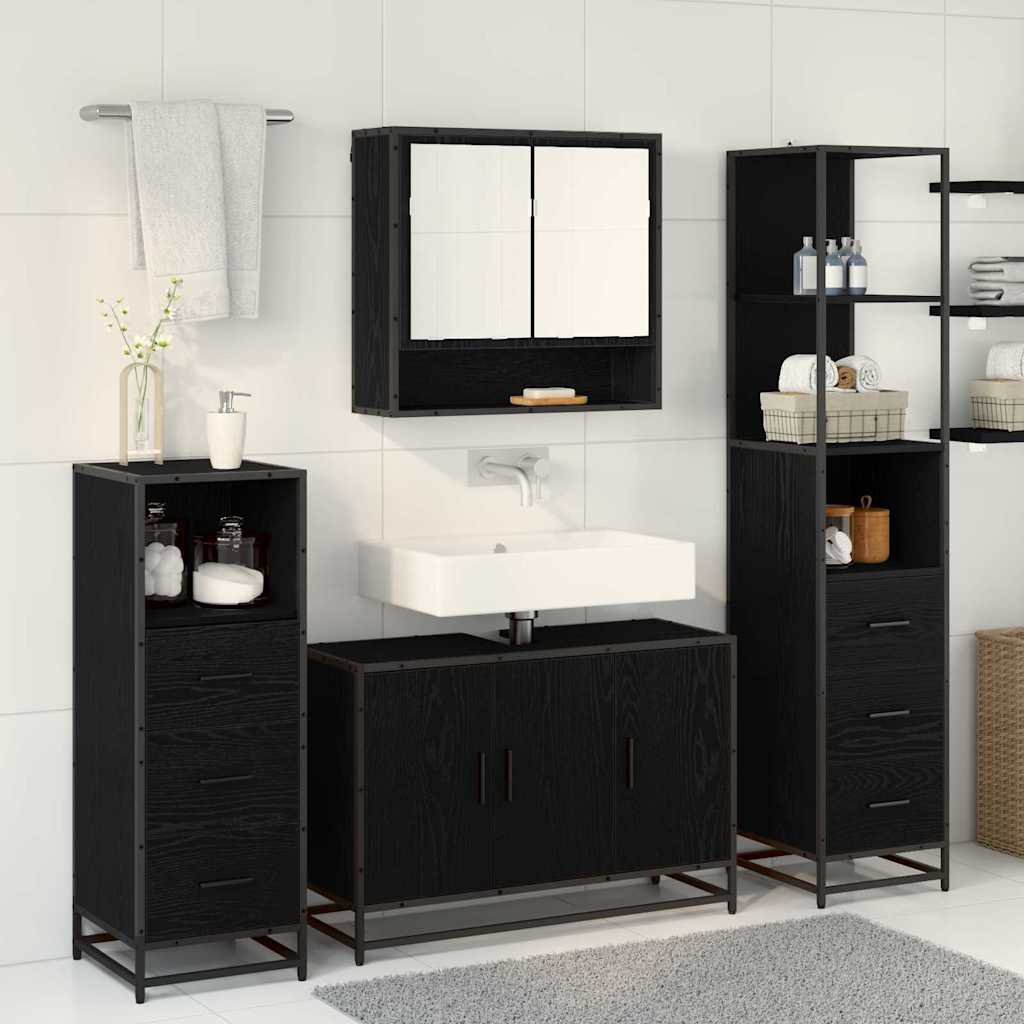vidaXL Bathroom Furniture Set with Door 3 pcs Old Wood Engineered Wood