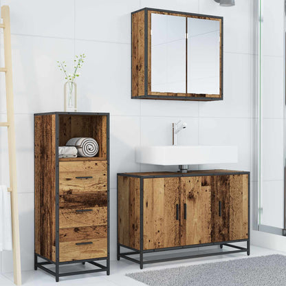 vidaXL Bathroom Furniture Set with Door 3 pcs Old Wood Engineered Wood