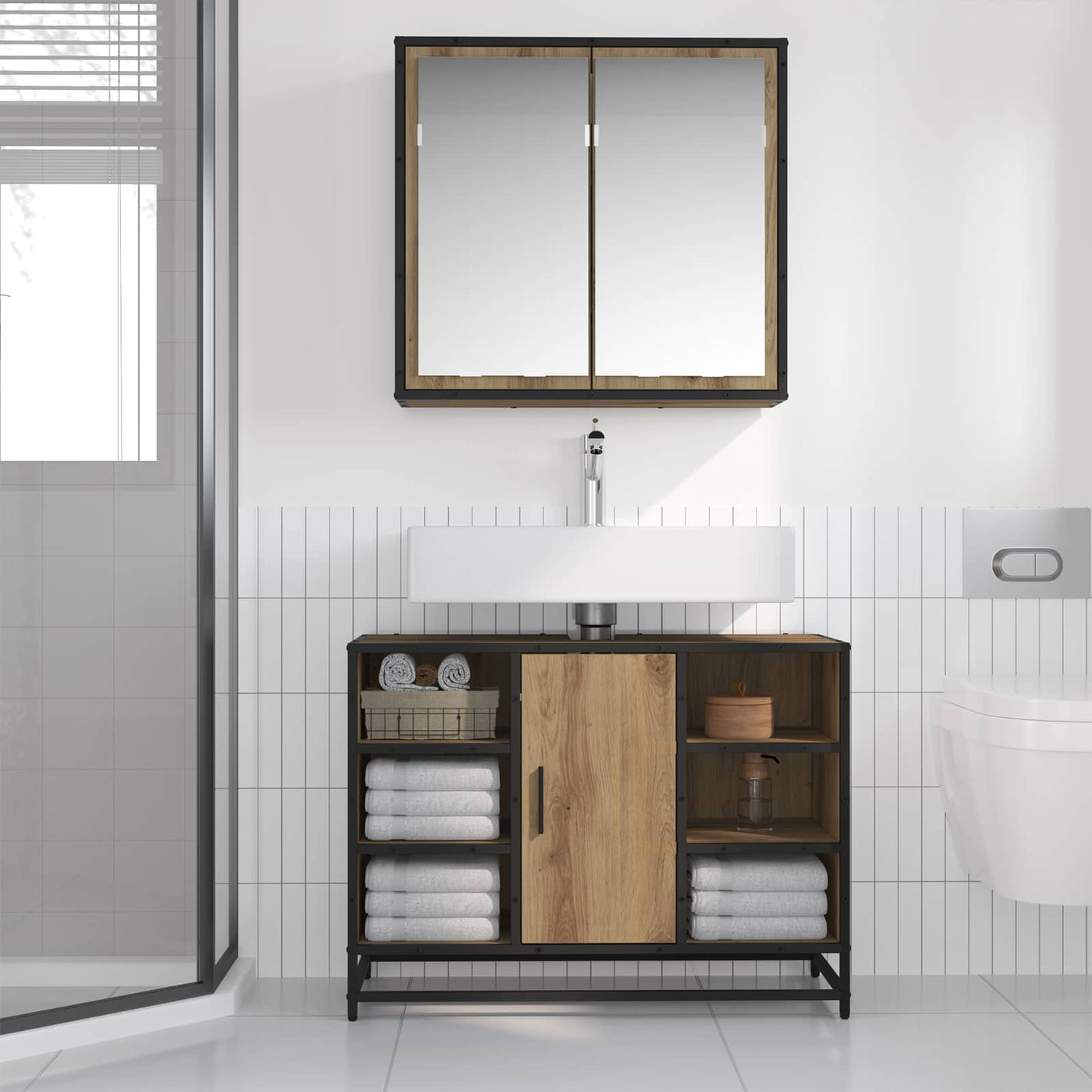 vidaXL Bathroom Furniture Set 2 pcs Artisan Oak Engineered Wood