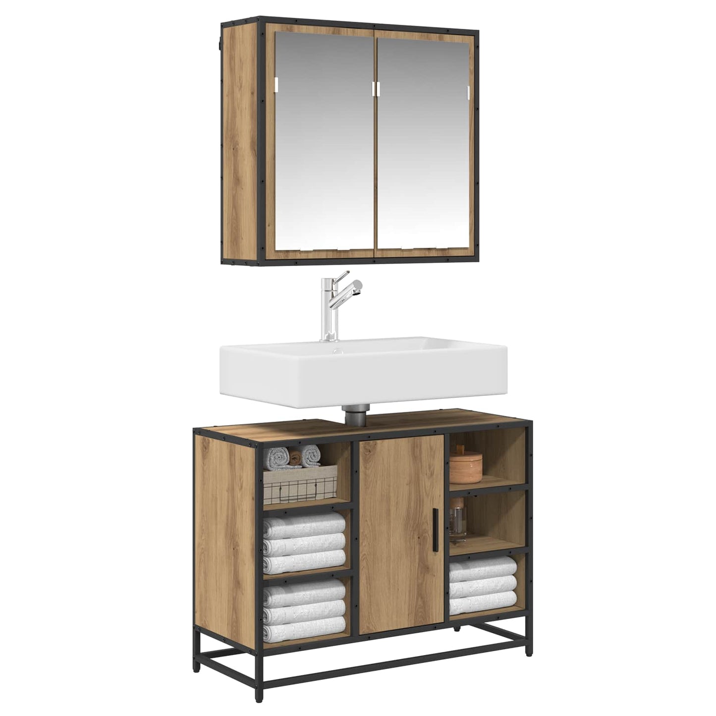 vidaXL Bathroom Furniture Set 2 pcs Artisan Oak Engineered Wood