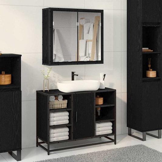 vidaXL Bathroom Furniture Set 2 pcs Black oak 80 x 33 x 60 cm