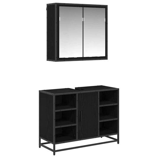 vidaXL Bathroom Furniture Set 2 pcs Black oak 80 x 33 x 60 cm