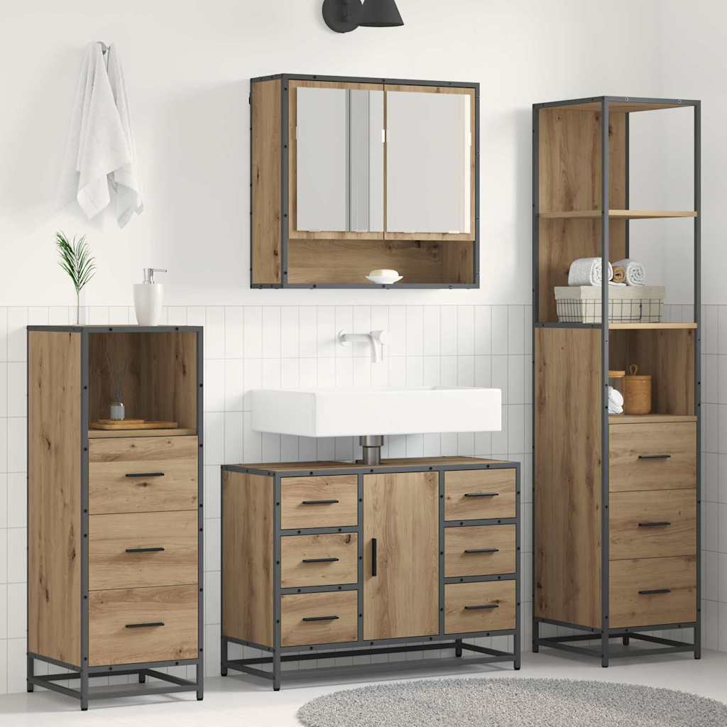 vidaXL Bathroom Furniture Set 4 pcs Artisan Oak Engineered Wood