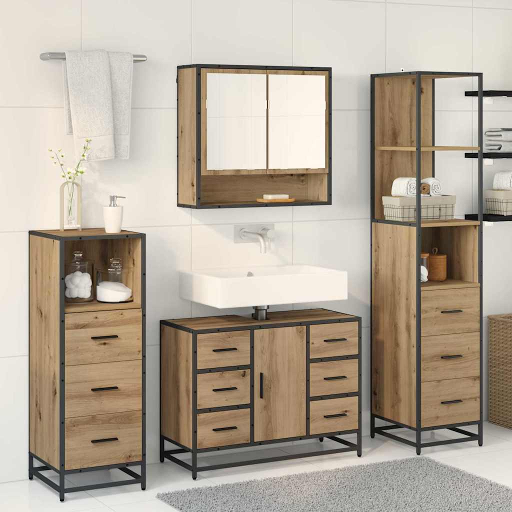 vidaXL Bathroom Furniture Set 4 pcs Artisan Oak Engineered Wood