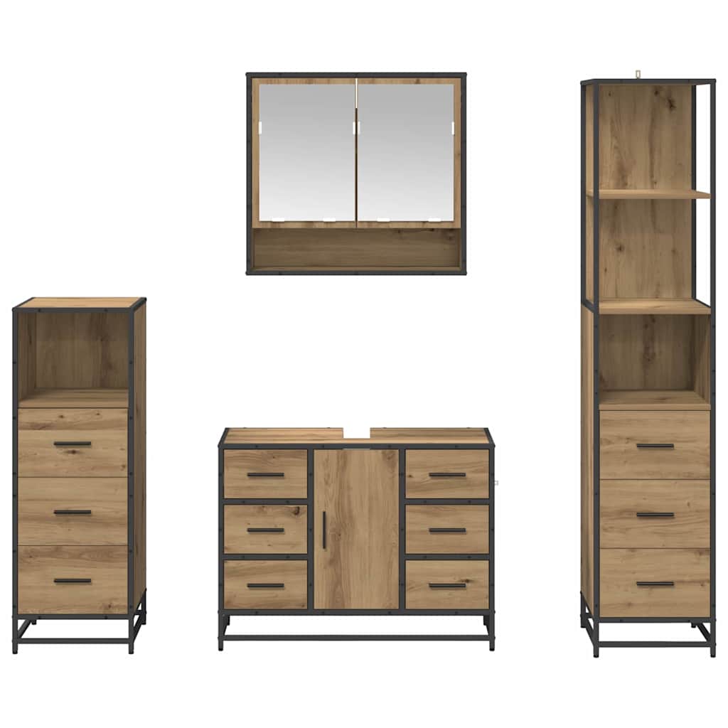 vidaXL Bathroom Furniture Set 4 pcs Artisan Oak Engineered Wood