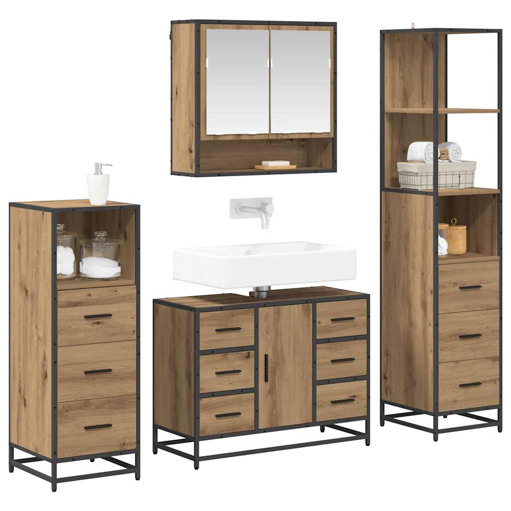 vidaXL Bathroom Furniture Set 4 pcs Artisan Oak Engineered Wood