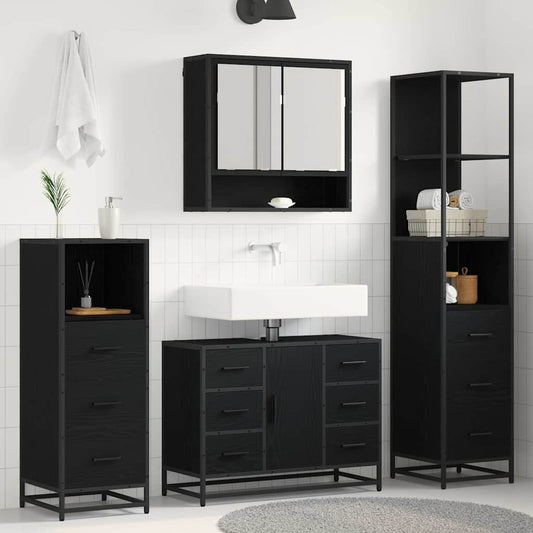 vidaXL Bathroom Furniture Set 4 pcs Black oak 80 x 33 x 60 cm