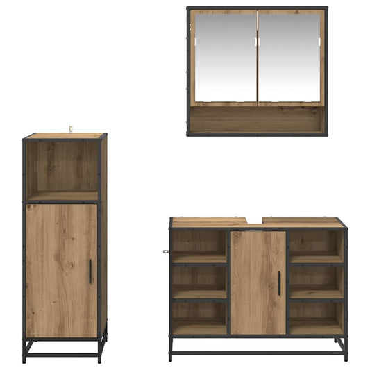 vidaXL Bathroom Furniture Set 3 pcs Artisan Oak Engineered Wood