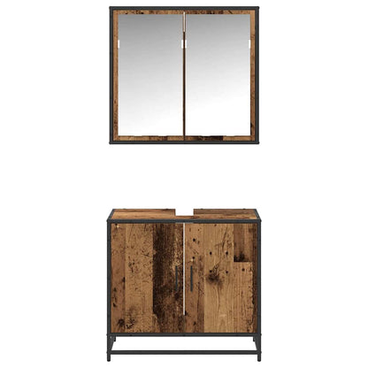 vidaXL Bathroom Furniture Set with Door 2 pcs Old Wood Engineered Wood