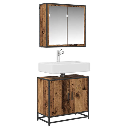 vidaXL Bathroom Furniture Set with Door 2 pcs Old Wood Engineered Wood