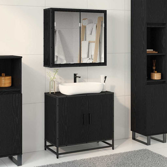 vidaXL Bathroom Furniture Set 2 pcs Black oak 65 x 33 x 60 cm