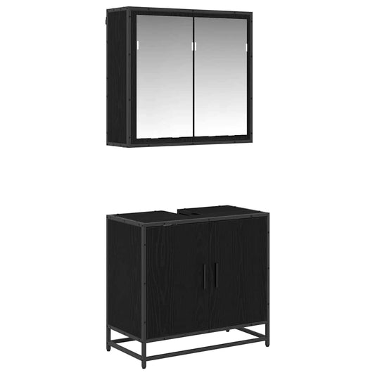 vidaXL Bathroom Furniture Set 2 pcs Black oak 65 x 33 x 60 cm