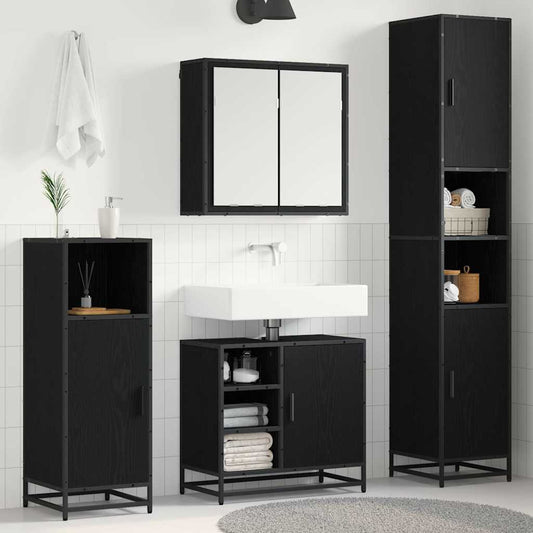 vidaXL Bathroom Furniture Set 4 pcs Black oak 65 x 33 x 60 cm