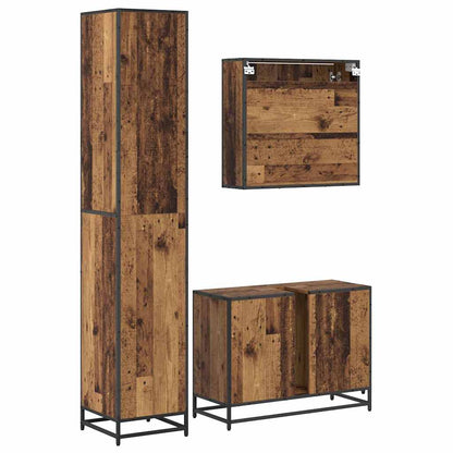 vidaXL Bathroom Furniture Set with Door 3 pcs Old Wood Engineered Wood