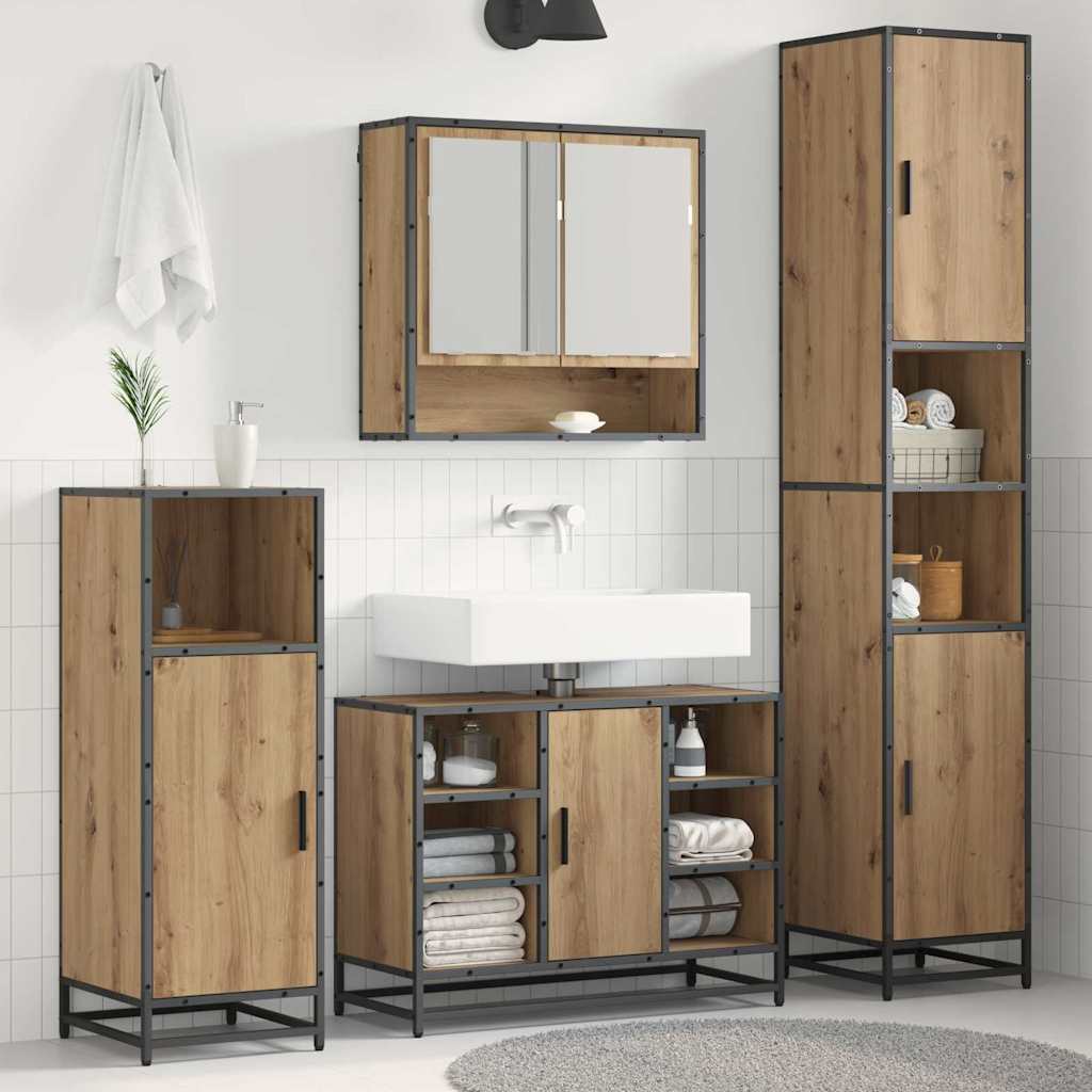 vidaXL Bathroom Furniture Set 3 pcs Artisan Oak Engineered Wood