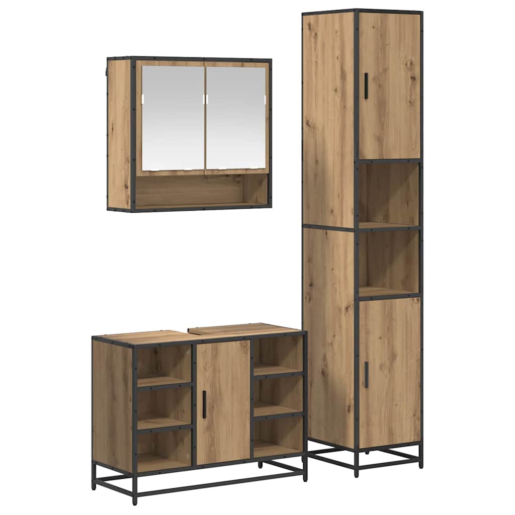 vidaXL Bathroom Furniture Set 3 pcs Artisan Oak Engineered Wood