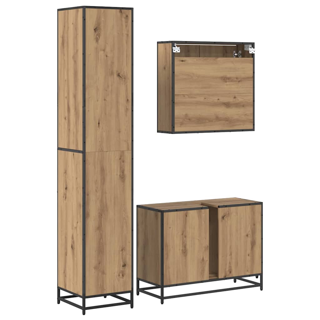 vidaXL Bathroom Furniture Set 3 pcs Artisan Oak Engineered Wood