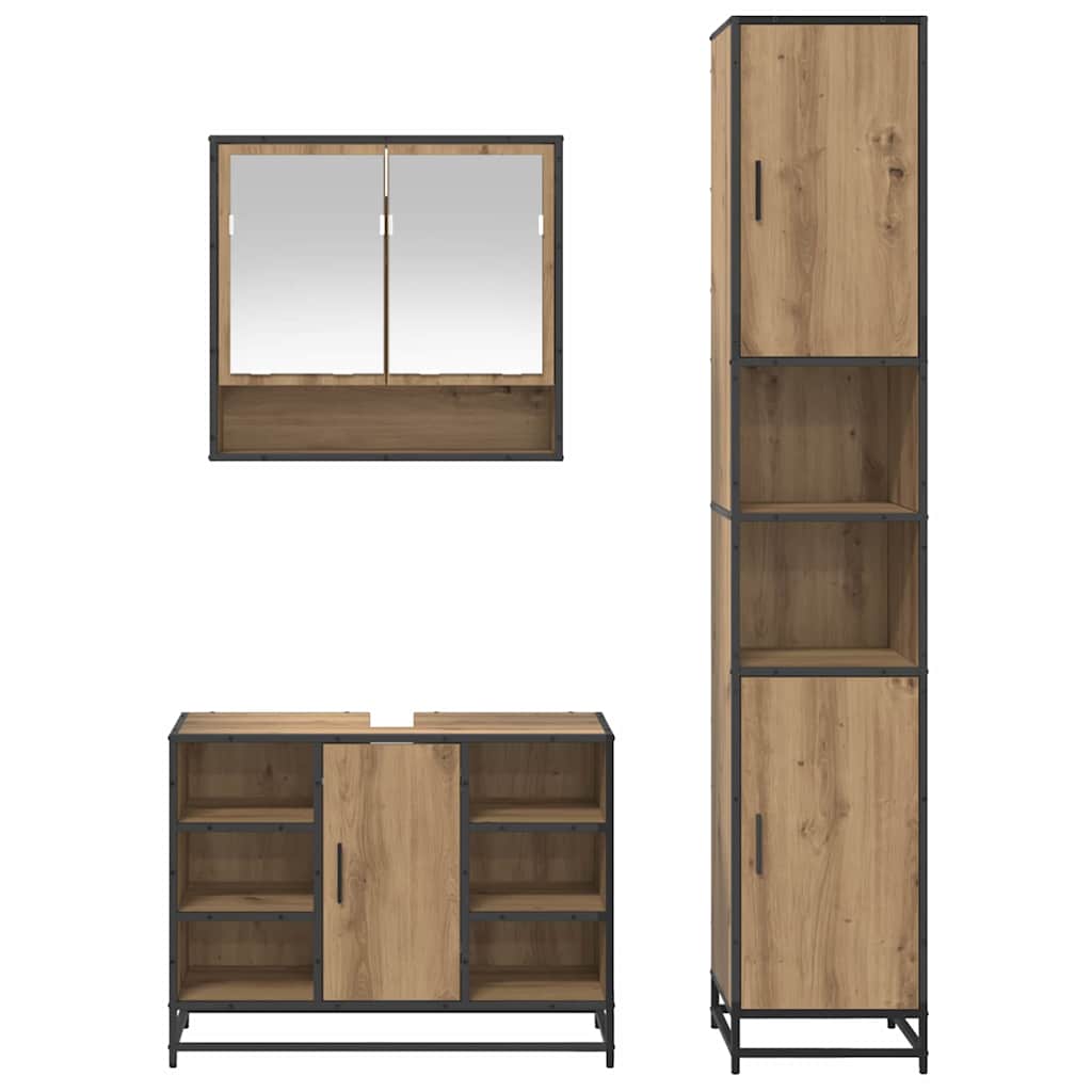 vidaXL Bathroom Furniture Set 3 pcs Artisan Oak Engineered Wood