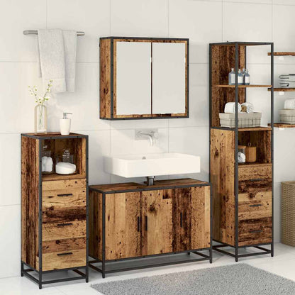 vidaXL Bathroom Furniture Set with Door 4 pcs Old Wood Engineered Wood