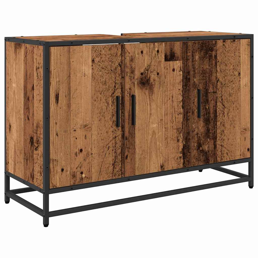 vidaXL Bathroom Furniture Set with Door 4 pcs Old Wood Engineered Wood