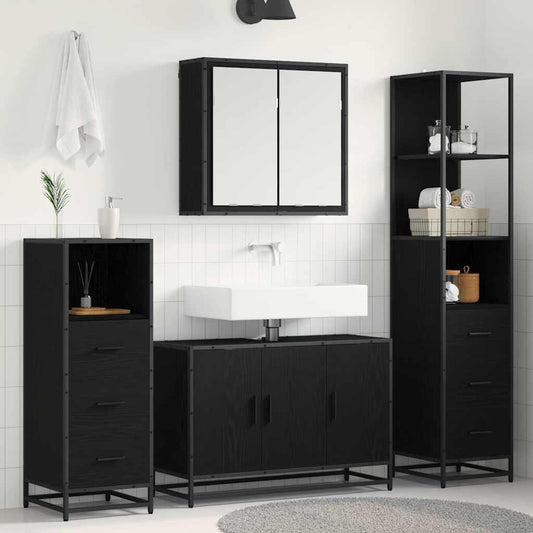 vidaXL Bathroom Furniture Set 4 pcs Black oak 90 x 33 x 60 cm