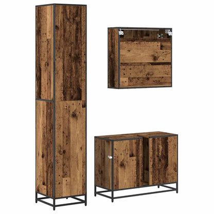 vidaXL Bathroom Furniture Set with Door 3 pcs Old Wood Engineered Wood
