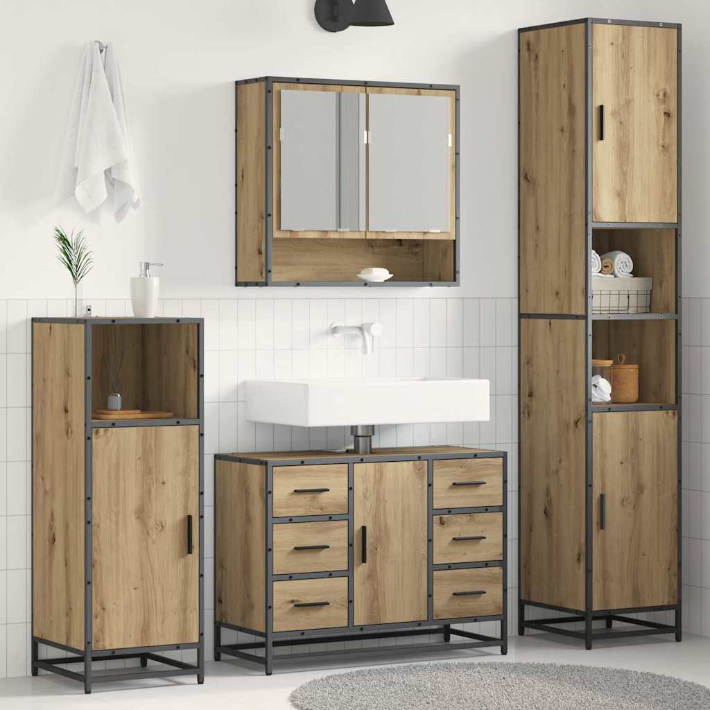 vidaXL Bathroom Furniture Set 3 pcs Artisan Oak Engineered Wood
