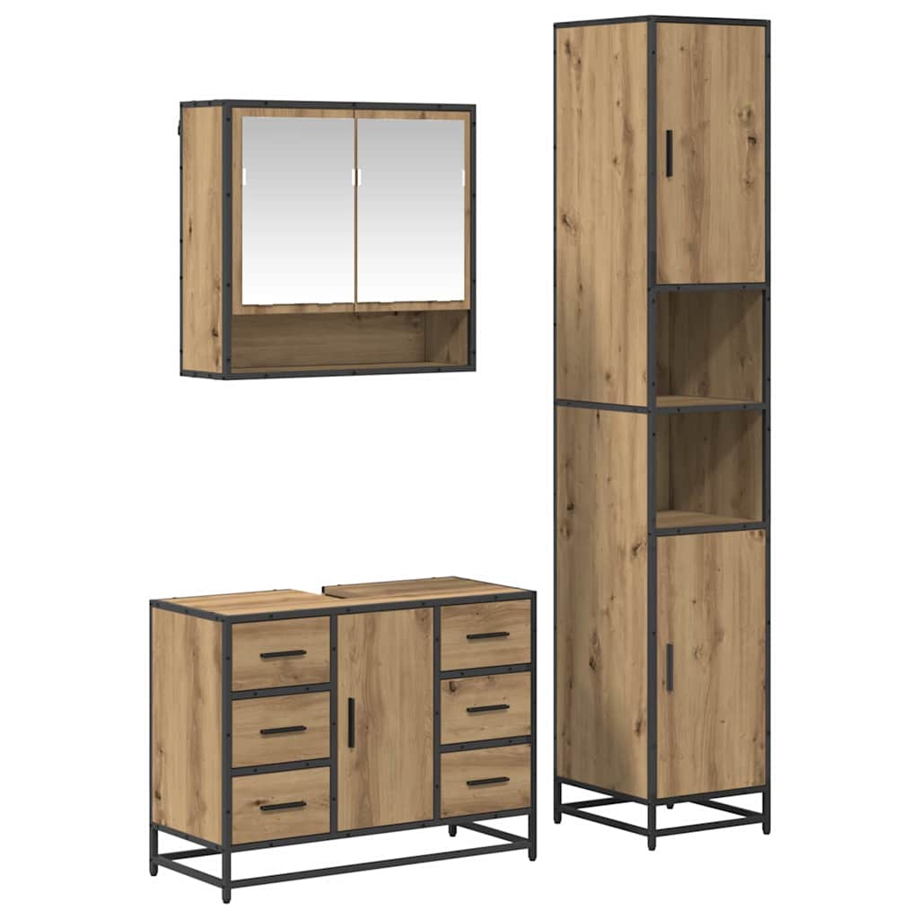 vidaXL Bathroom Furniture Set 3 pcs Artisan Oak Engineered Wood