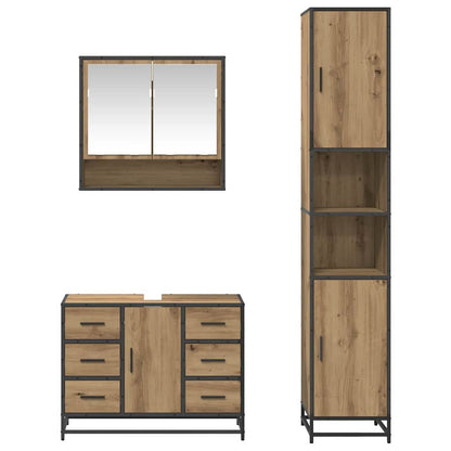 vidaXL Bathroom Furniture Set 3 pcs Artisan Oak Engineered Wood
