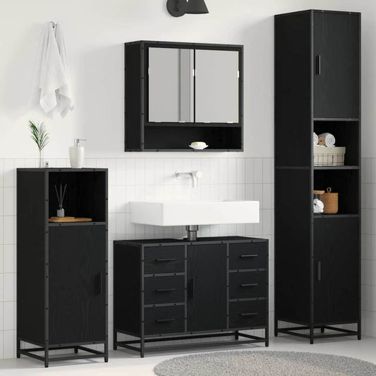 vidaXL Bathroom Furniture Set 3 pcs Black oak 35 x 37.5 x 188.5 cm