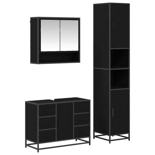 vidaXL Bathroom Furniture Set 3 pcs Black oak 35 x 37.5 x 188.5 cm