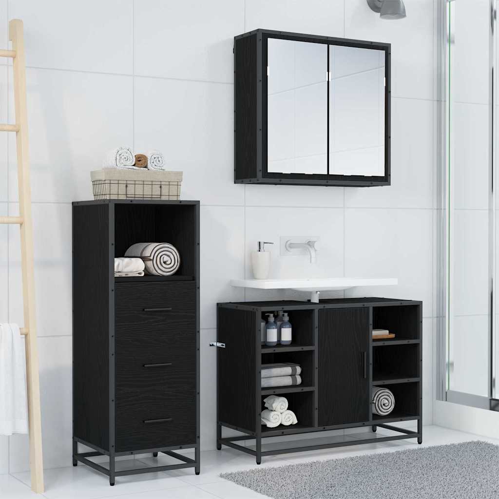 vidaXL Bathroom Furniture Set with Door 3 pcs Old Wood Engineered Wood