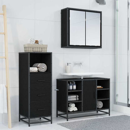 vidaXL Bathroom Furniture Set with Door 3 pcs Old Wood Engineered Wood