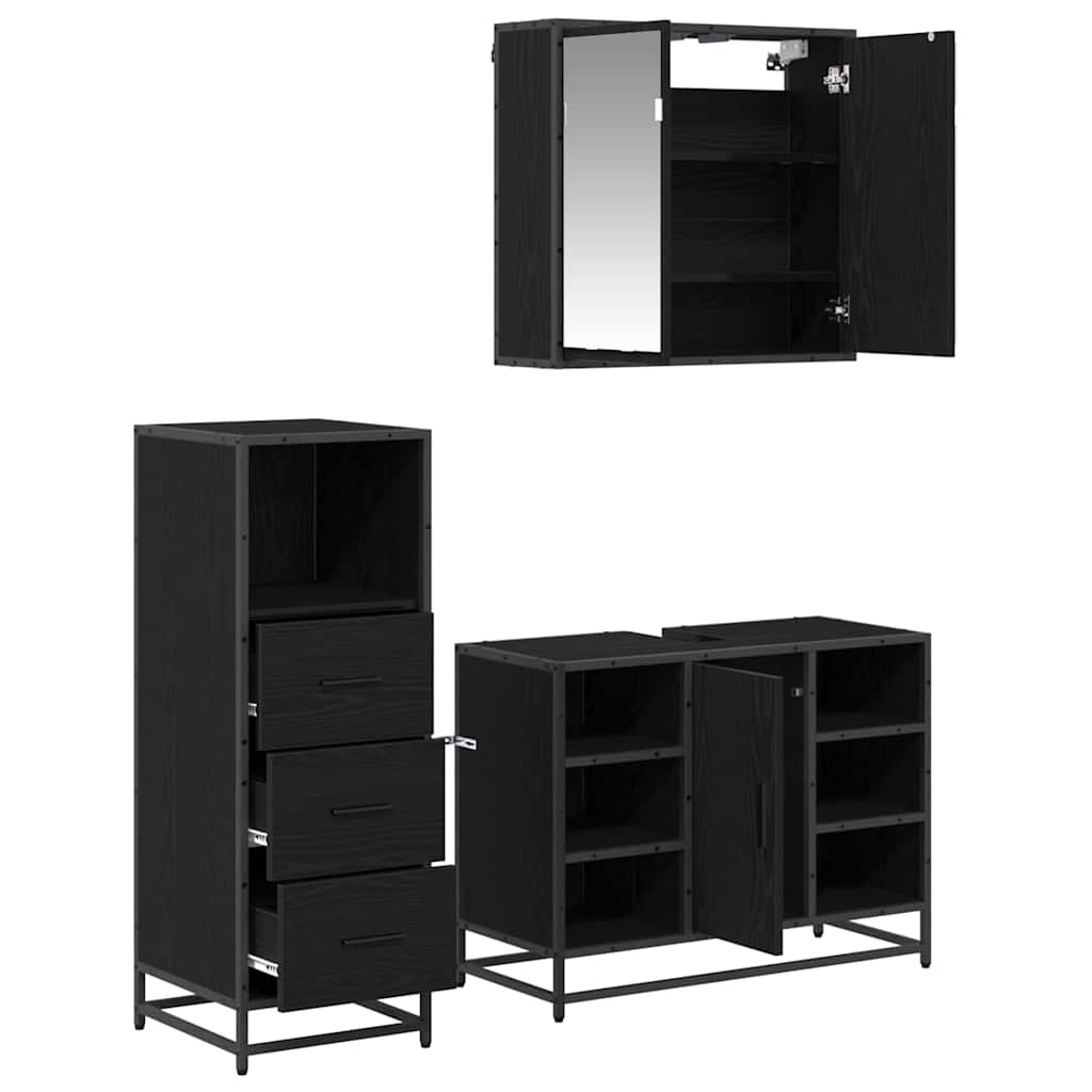 vidaXL Bathroom Furniture Set with Door 3 pcs Old Wood Engineered Wood