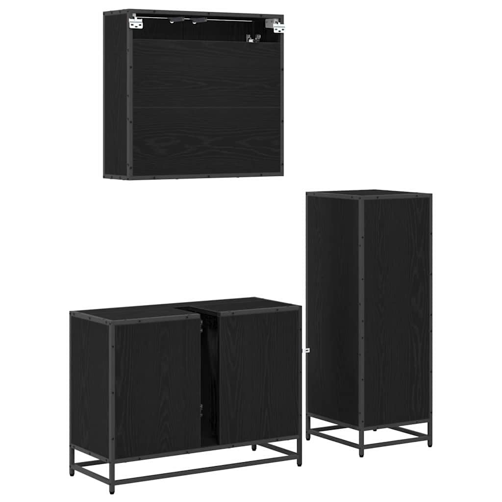 vidaXL Bathroom Furniture Set with Door 3 pcs Old Wood Engineered Wood