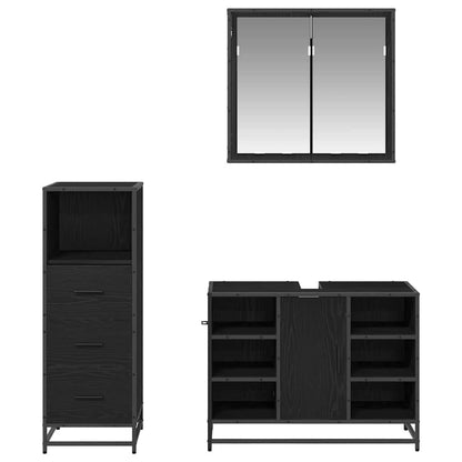 vidaXL Bathroom Furniture Set with Door 3 pcs Old Wood Engineered Wood