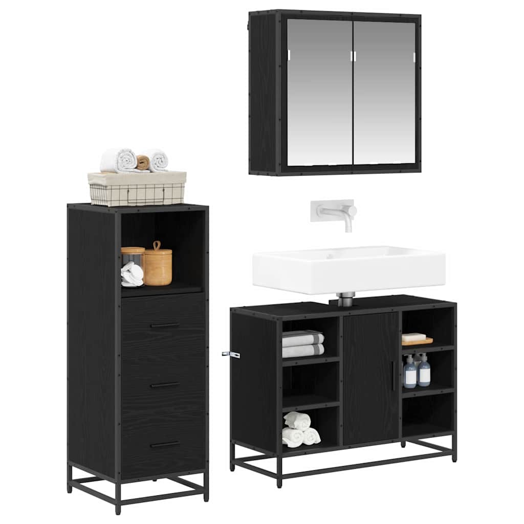 vidaXL Bathroom Furniture Set with Door 3 pcs Old Wood Engineered Wood