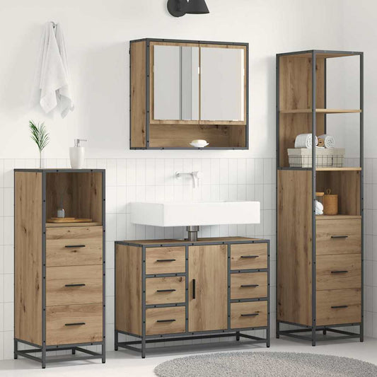 vidaXL Bathroom Furniture Set 3 pcs Artisan Oak Engineered Wood