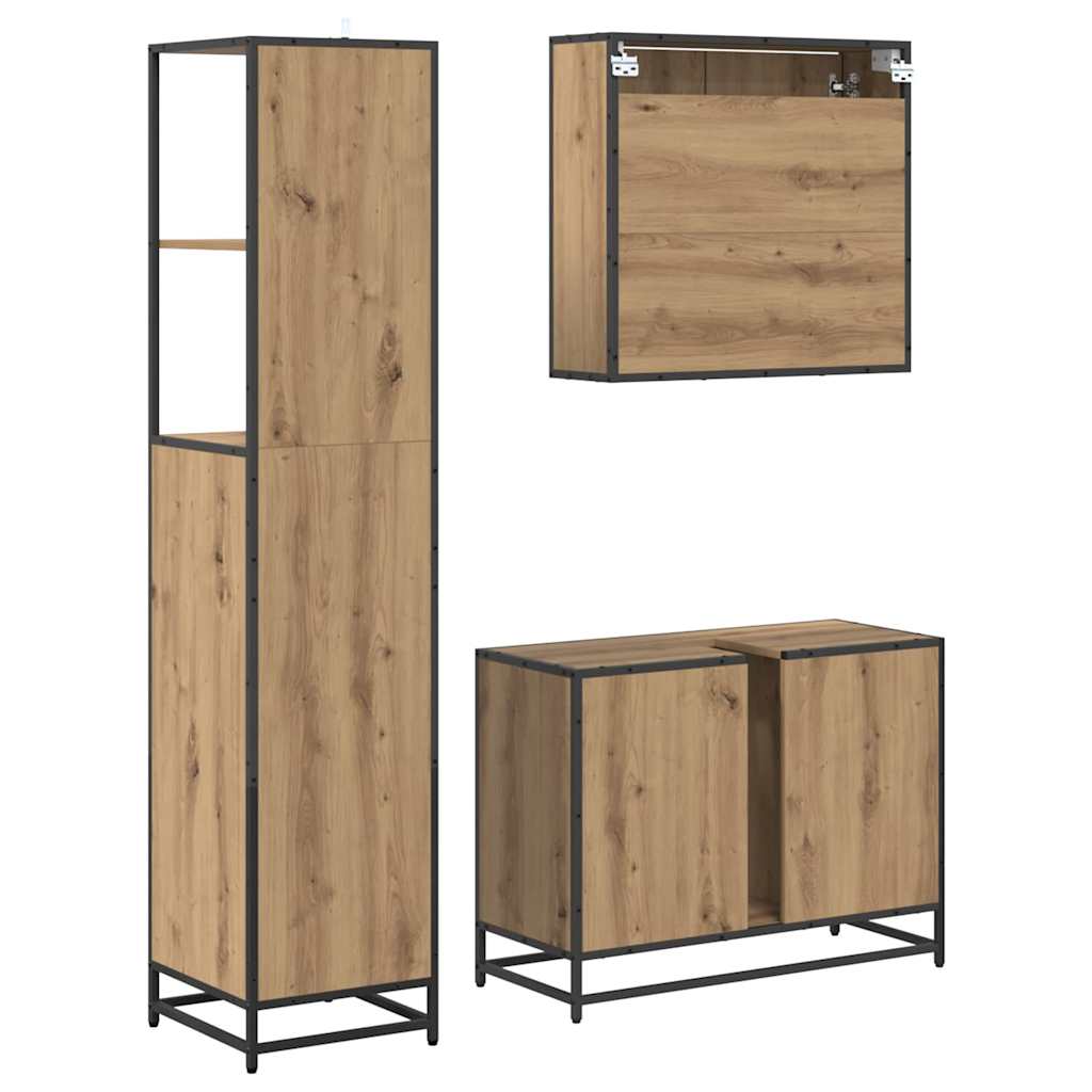vidaXL Bathroom Furniture Set 3 pcs Artisan Oak Engineered Wood