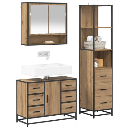 vidaXL Bathroom Furniture Set 3 pcs Artisan Oak Engineered Wood