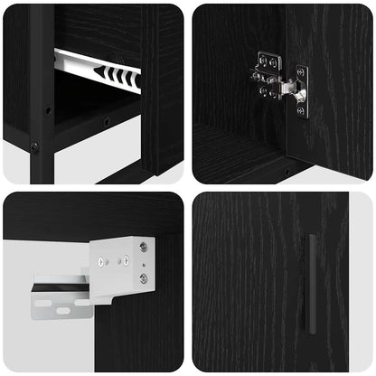 vidaXL Bathroom Furniture Set 3 pcs Black Oak Engineered Wood