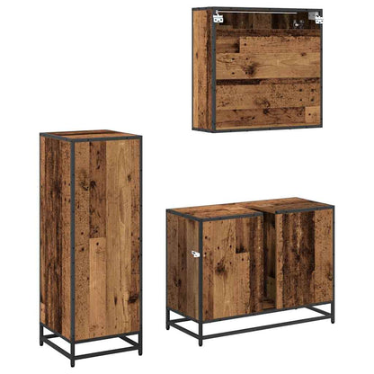 vidaXL Bathroom Furniture Set with Door 3 pcs Old Wood Engineered Wood