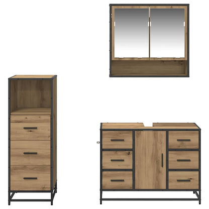 vidaXL Bathroom Furniture Set 3 pcs Artisan Oak Engineered Wood