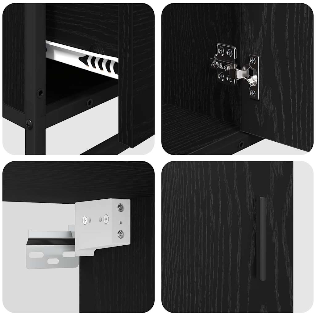 vidaXL Bathroom Furniture Set 3 pcs Black Oak Engineered Wood