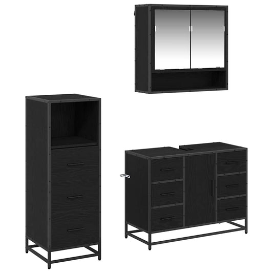 vidaXL Bathroom Furniture Set 3 pcs Black oak 80 x 33 x 60 cm