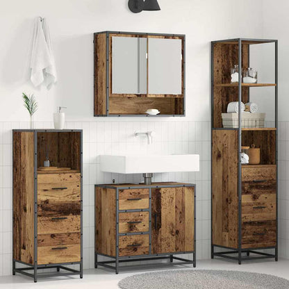 vidaXL Bathroom Furniture Set with Door 4 pcs Old Wood Engineered Wood
