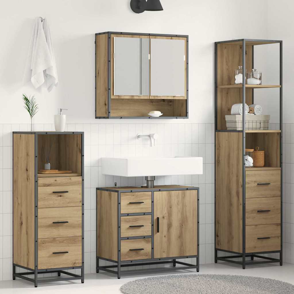 vidaXL Bathroom Furniture Set 4 pcs Artisan Oak Engineered Wood